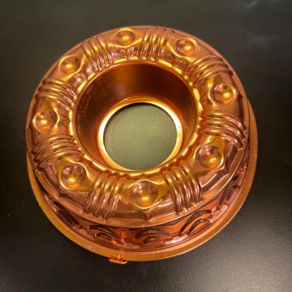 Vintage Copper Jello Mold Cake Pan 7.5 Inch Rose Gold Fluted Wall Decor 3.5 Cup